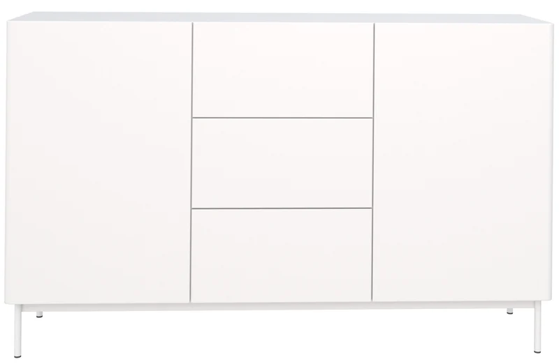Zweiturige Kommode Olio mit drei Schubladen, 160 cm, weiß