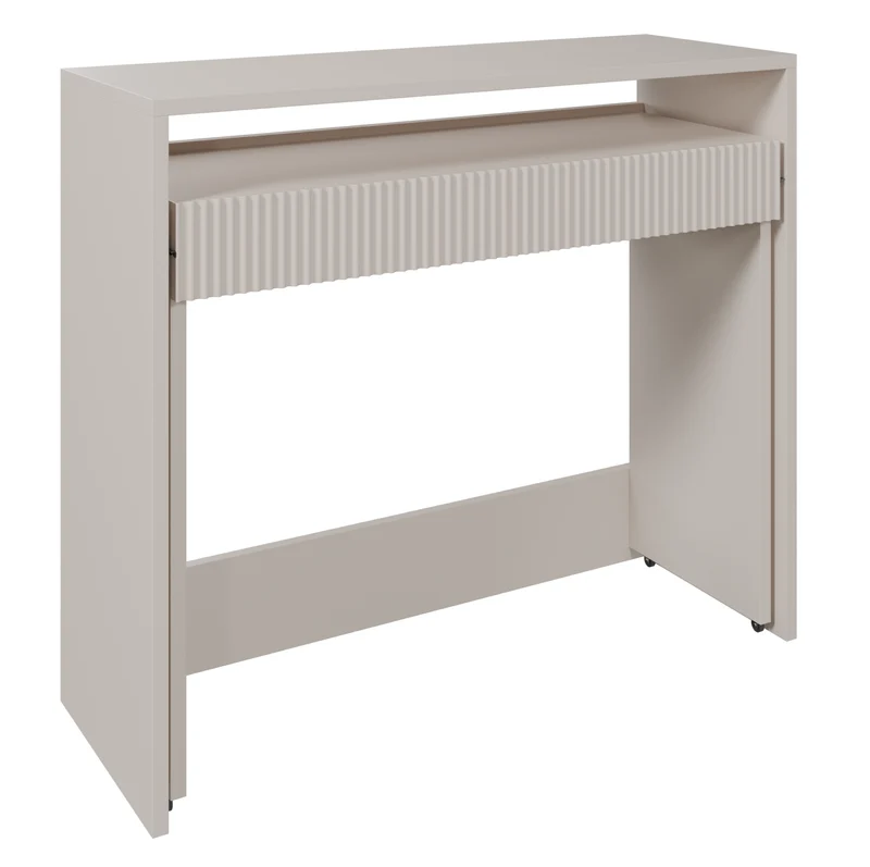 Ausziehbarer Schreibtisch Zoom mit Schublade und Rillen, 98 cm, Kaschmir