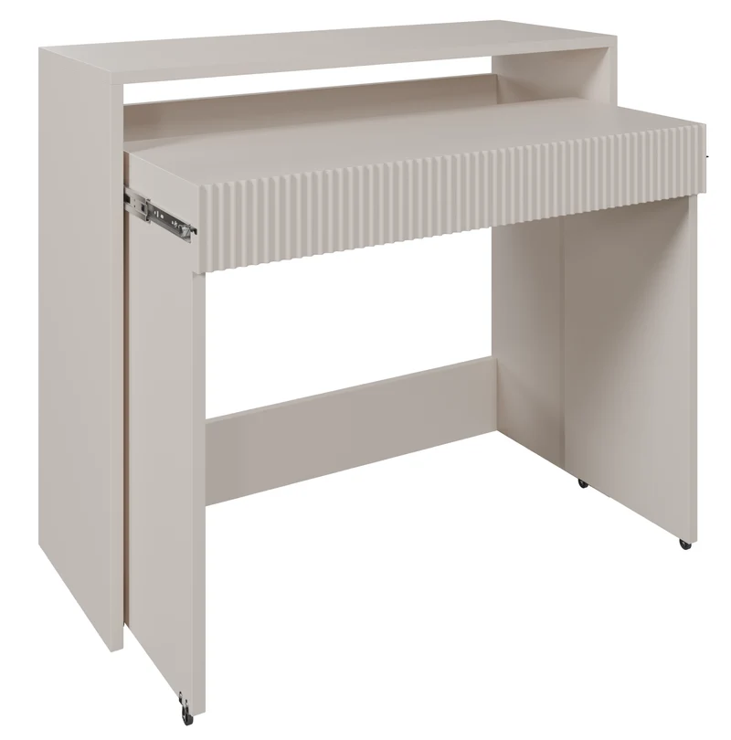 Ausziehbarer Schreibtisch Zoom mit Schublade und Rillen, 98 cm, Kaschmir