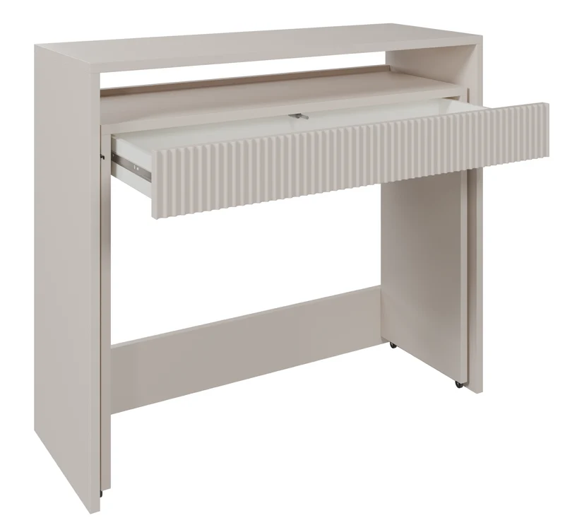 Ausziehbarer Schreibtisch Zoom mit Schublade und Rillen, 98 cm, Kaschmir