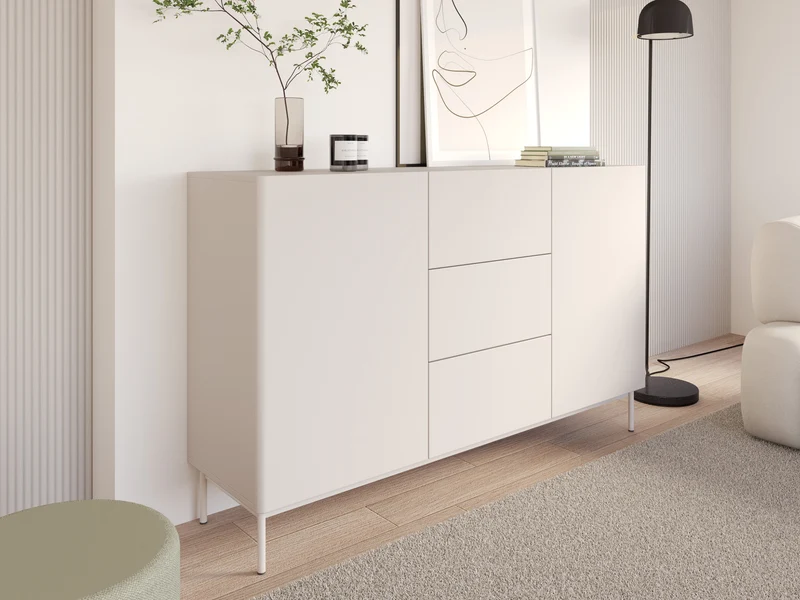 Zweitrüriger Olio-Kommode mit drei Schubladen, 160 cm, Kaschmir
