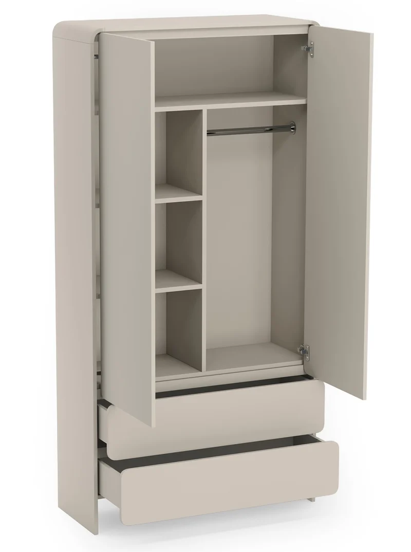 Zweiflügeliger Lummo-Schrank mit zwei Schubladen, 100 cm, Kaschmirfarbe