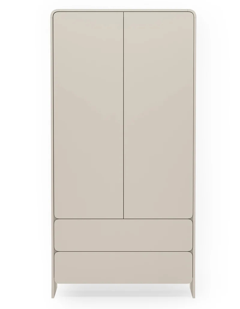 Zweiflügeliger Lummo-Schrank mit zwei Schubladen, 100 cm, Kaschmirfarbe