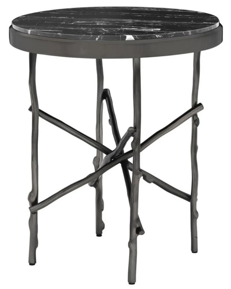 Casa Padrino Luxus Beistelltisch Bronze / Schwarz Ø 50,5 x H. 58,5 cm - Luxus Möbel