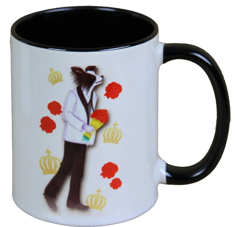 Casa Padrino Luxus Tasse Hund mit Blumenstrauß von Harald Glööckler Pompöös, 9,5 x 8,5 cm, 320 ml