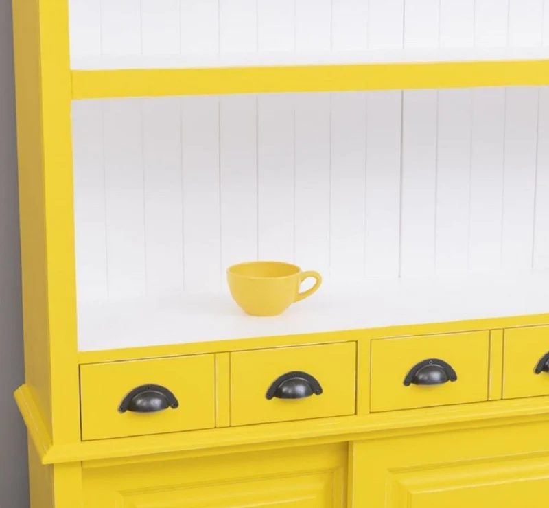 Casa Padrino Landhausstil Massivholz Barschrank Gelb / Weiß 151 x 36 x H. 210 cm - Massivholz Weinschrank im Landhausstil - Massivholz Bar Möbel - Landhausstil Bar Möbel