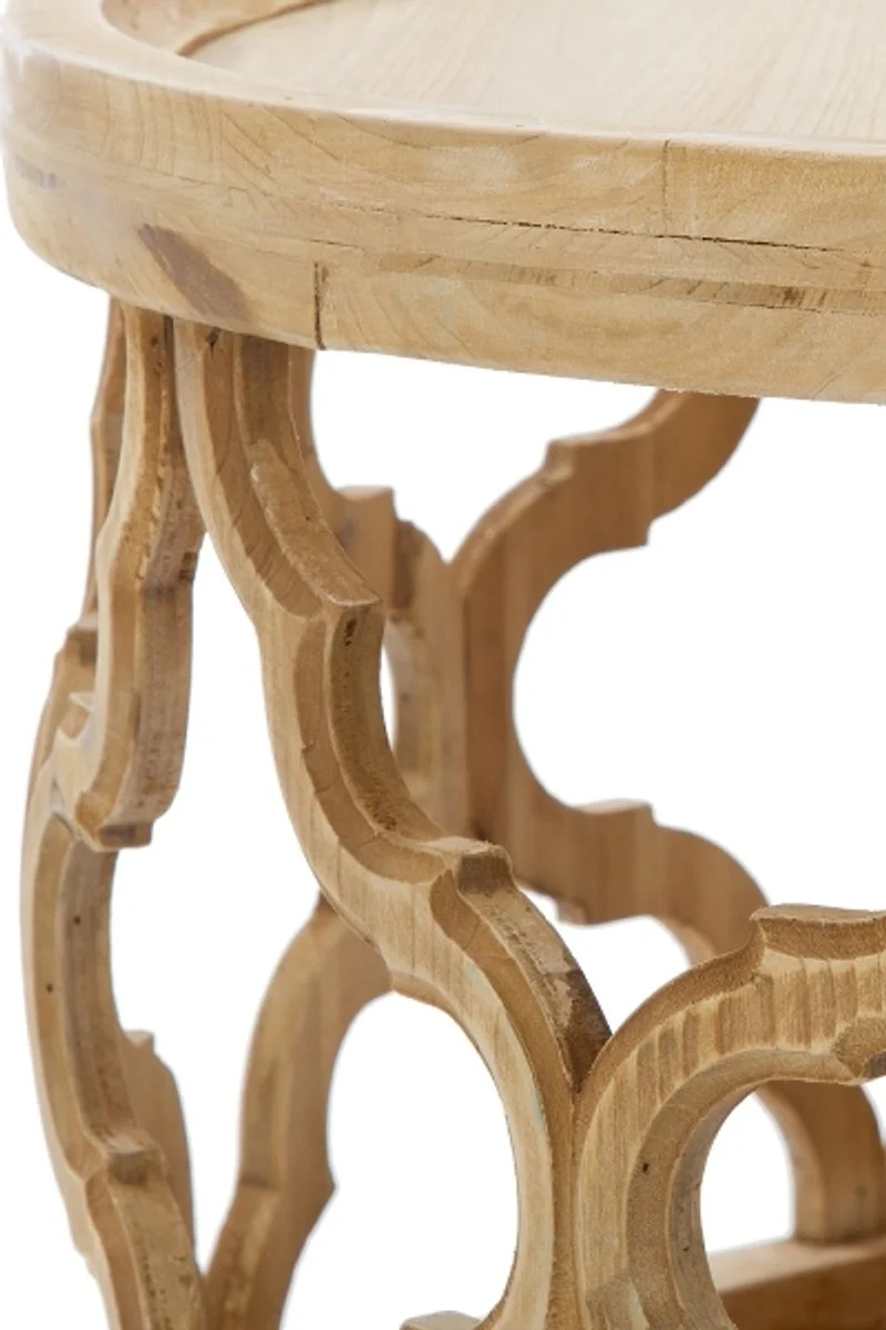 Casa Padrino Designer Couchtisch Naturfarben Ø 80 x H. 37 cm - Moderner Runder Holz Wohnzimmertisch