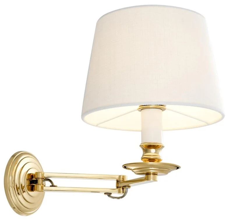 Casa Padrino Luxus Wandleuchte mit Schwenkarm Gold / Weiß 22 x 21,5 x H. 27,5 cm - Hotel & Restaurant Leuchte