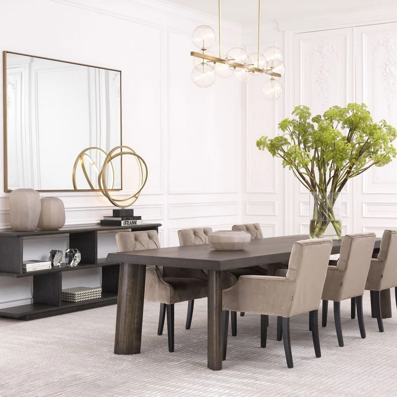 Casa Padrino Luxus Esstisch Mokkafarben 300 x 110 x H. 76 cm - Massivholz Küchentisch - Rechteckiger Esszimmertisch - Luxus Esszimmer Möbel