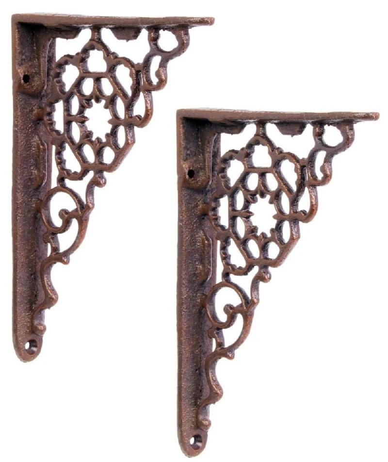 Casa Padrino Jugendstil Gusseisen Wandhalter Set Braun H. 16,5 cm - Wanddeko - Deko Accessoires