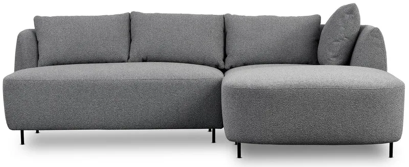 Modulares Ecksofa Lanomi L-förmig, rechtsseitig, grau Bouclé