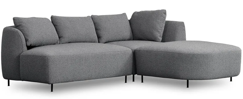 Modulares Ecksofa Lanomi L-förmig, rechtsseitig, grau Bouclé