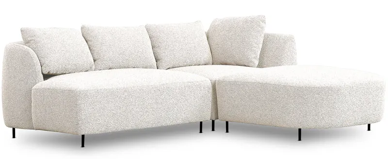 Modulares Ecksofa Lanomi, L-förmig, rechtsseitig, weißes Bouclé