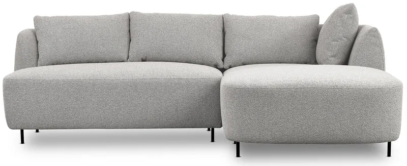 Modulares Ecksofa Lanomi L-förmig, rechtsseitig, hellgrauer Bouclé-Stoff