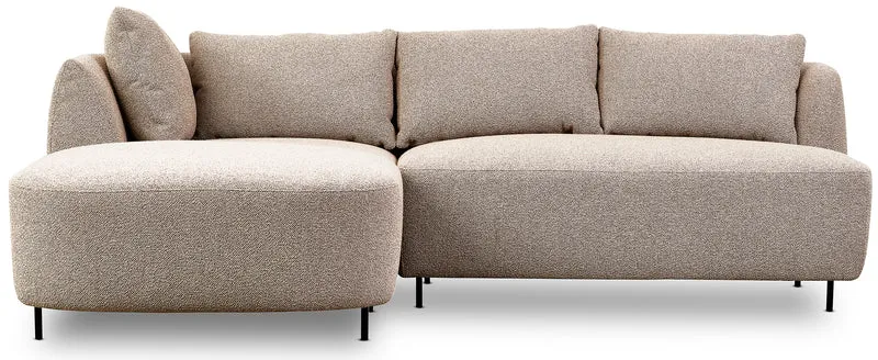 Modulares Ecksofa Lanomi, L-förmig, linksseitig, beige Bouclé