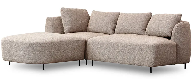 Modulares Ecksofa Lanomi, L-förmig, linksseitig, beige Bouclé