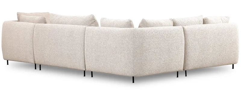 Modulares Lanomi Ecksofa U-förmig, linksseitig, cremefarbenes Bouclé