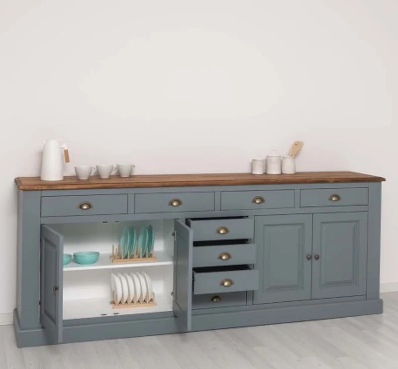 Casa Padrino Sideboard im Landhausstil mit 4 Türen, 8 Schubladen und Eichenholzplatte, 239 x 47 x 93 cm