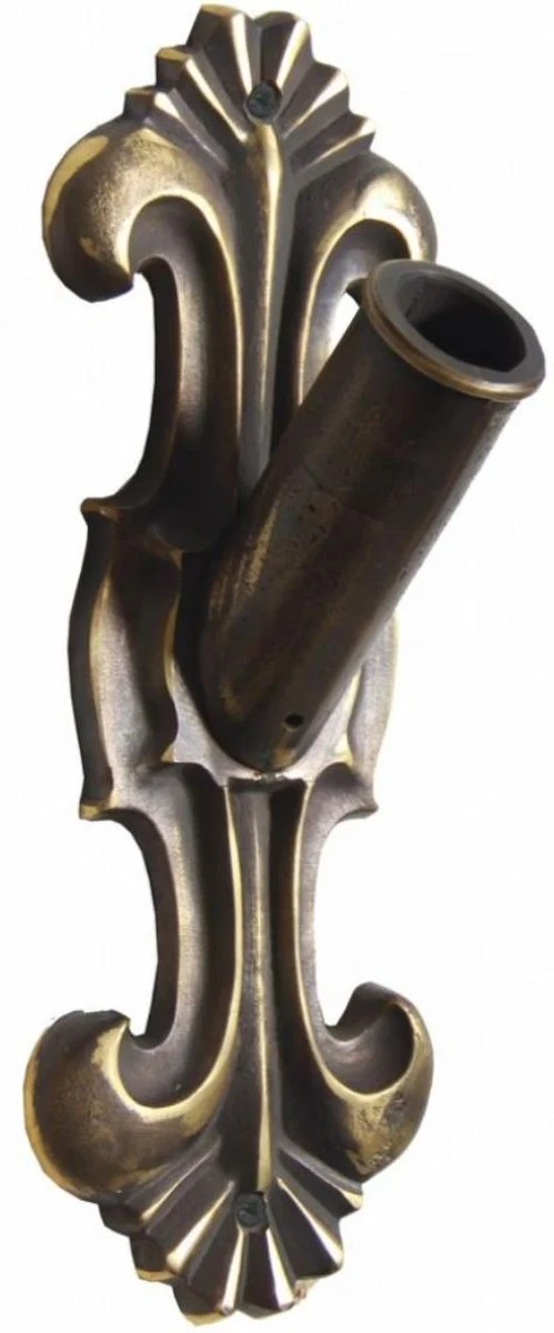Casa Padrino Barock Flaggenstockhalter Bronze 12 x 11 x H. 33 cm - Handgefertigter Fahnenmasthalter im Barockstil