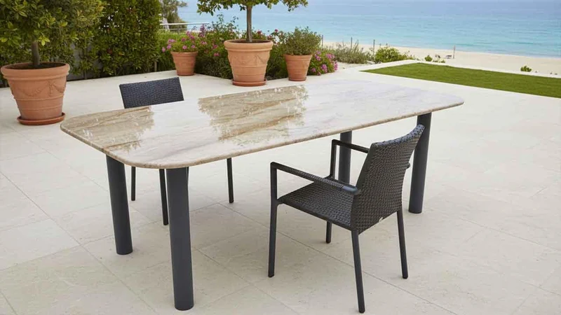 Gartentisch mit Granitplatte Keara - Hochwertige Gartentische