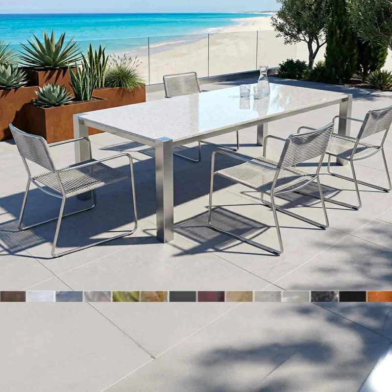 Wetterfester Gartentisch mit Granitplatte | modell Aruba