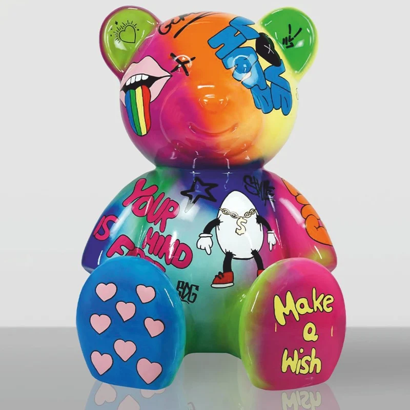 Casa Padrino XXL Deko Figur Teddybär Bunt H. 120 cm - Handbemalt