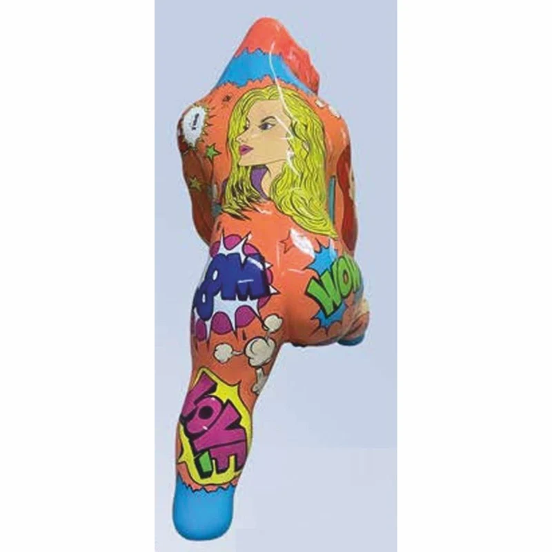 Casa Padrino XXL Deko Skulptur Gorilla Affe Orange / Bunt 160 x 86 x H. 136 cm