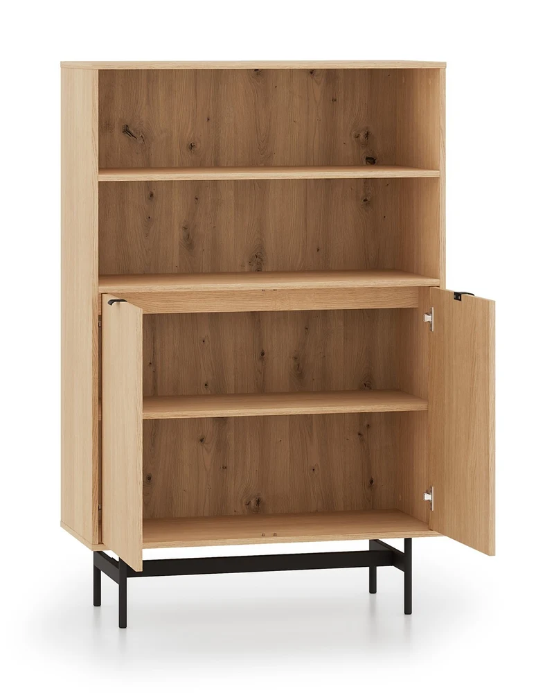 Zweiturige Kommode Reynos mit zwei Fächern, 92 cm, Eiche Mavelie