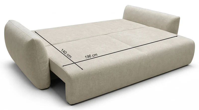 Drei-Sitzer-Schlafsofa Zordo mit Stauraum, hellbeiger Chenillebezug