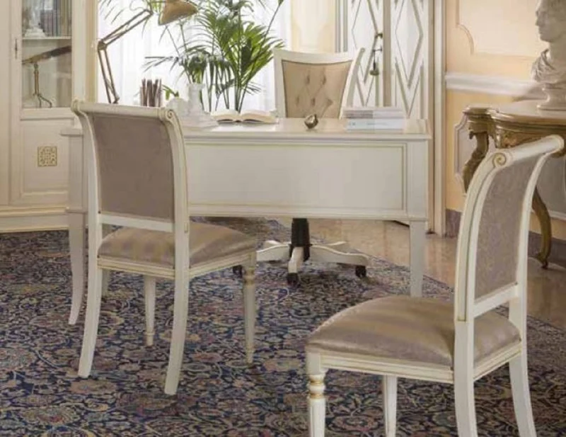 Casa Padrino Luxus Barock Sekretär mit 4 Schubladen Creme / Gold - Handgefertigter Schreibtisch im Barockstil - Barock Büro Möbel - Luxus Möbel im Barockstil - Luxus Qualität - Made in Italy
