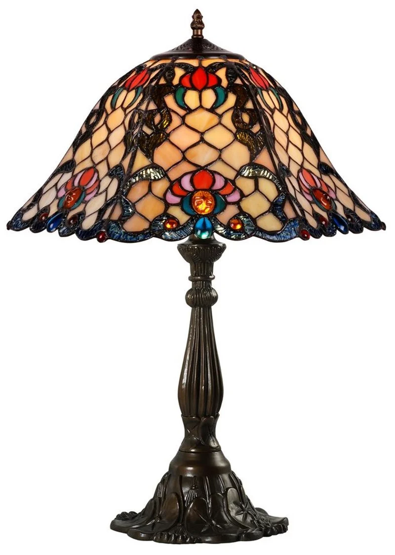 Casa Padrino Tiffany Tischleuchte Mehrfarbig Ø 44,5 x H. 61 cm - Handgefertigte Luxus Tischlampe aus zahlreichen Glas Mosaik Stücken