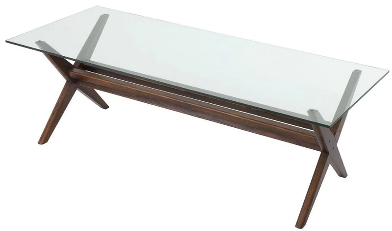 Casa Padrino Luxus Esstisch Braun 230 x 100 x H. 77 cm - Massivholz Küchentisch mit Glasplatte - Rechteckiger Esszimmertisch - Luxus Esszimmer Möbel