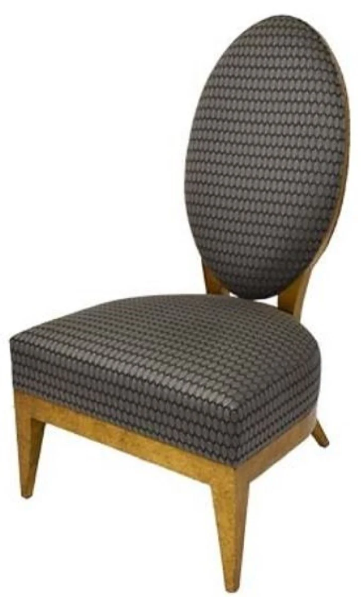 Casa Padrino Luxus Salon Sessel Silber / Schwarz / Hellbraun 65 x 77 x H. 114 cm - Luxus Qualität