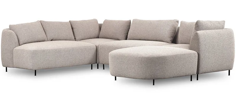 Modulares Ecksofa Lanomi U-förmig, linksseitig, grau-beige Bouclé