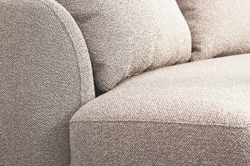 Modulares Ecksofa Lanomi, L-förmig, rechtsseitig, grau-beige Bouclé