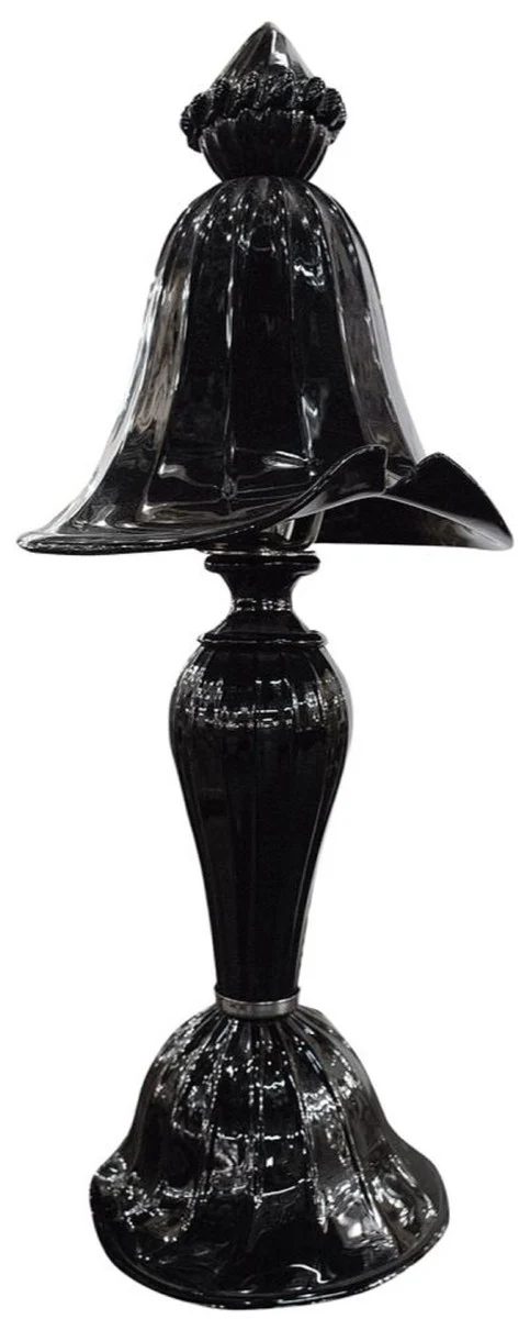 Casa Padrino Jugendstil Tischleuchte Schwarz Ø 20 cm - Elegante Metall Schreibtischleuchte - Barock & Jugendstil Leuchten