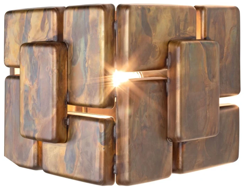 Casa Padrino Designer Wandleuchte oxidiertes Messing 25 x 21 x H. 18 cm - Luxus Kollektion