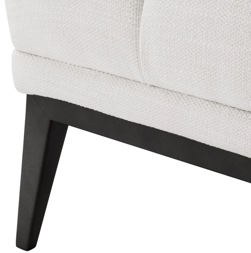 Casa Padrino Luxus Sitzbank Weiß / Schwarz 124 x 53 x H. 44 cm - Gepolsterte Bank mit Edelstahl Beinen - Wohnzimmer Möbel