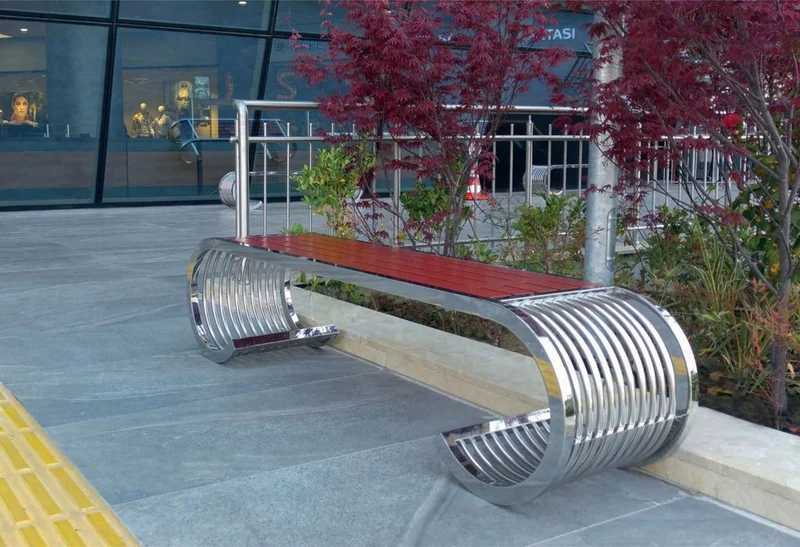 Casa Padrino Luxus Parkbank - Stadtbank Silber / Braun 190 cm - Outdoor & Park Möbel