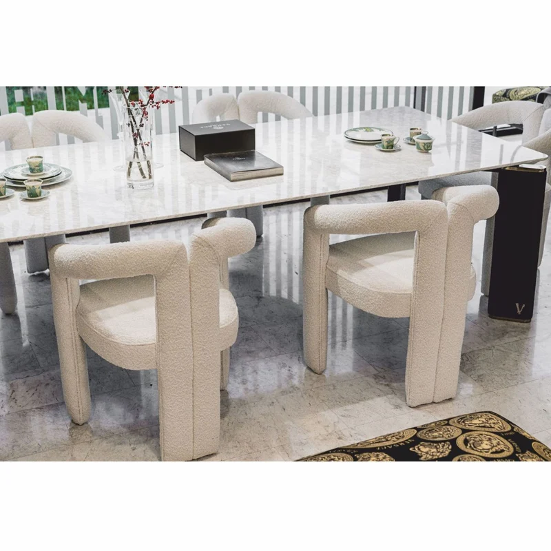 Casa Padrino Luxus Esszimmer Stuhl mit Armlehnen Weiß 60 x 65 x H. 80 cm