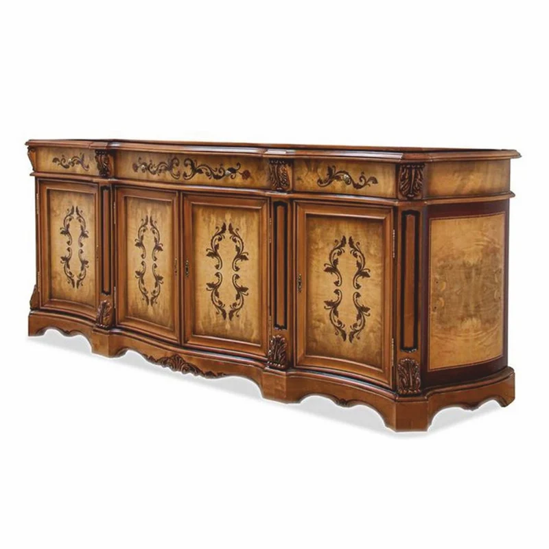 Casa Padrino Luxus Barock Sideboard Braun / Naturfarben 233 cm - Barock Möbel