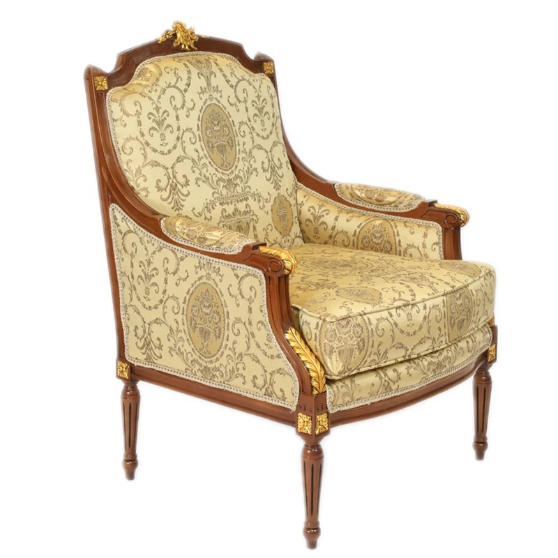 Casa Padrino Barock Lounge Thron Sessel Empire im Gold Muster / Mahagoni Braun / Gold - 100 x 70 x 70 cm