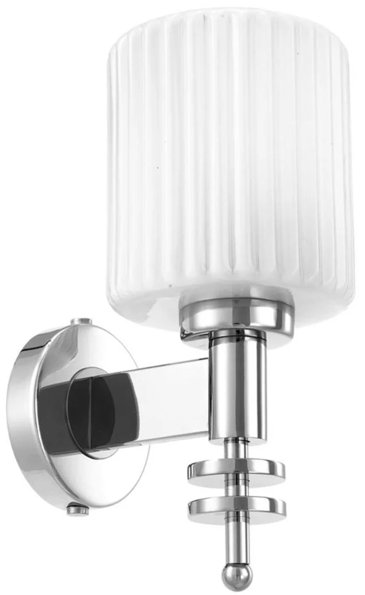 Casa Padrino Luxus Wandleuchte Silber / Vintage Weiß 13 x 18 x H. 28,5 cm - Hotel & Restaurant Wandlampe mit Glas Lampenschirm