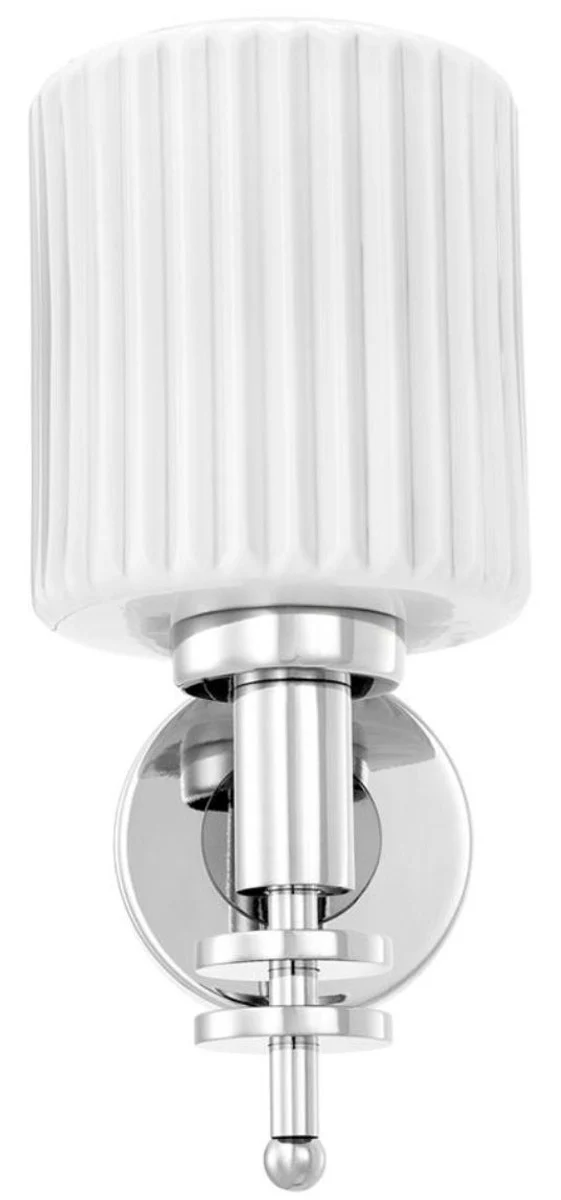 Casa Padrino Luxus Wandleuchte Silber / Vintage Weiß 13 x 18 x H. 28,5 cm - Hotel & Restaurant Wandlampe mit Glas Lampenschirm