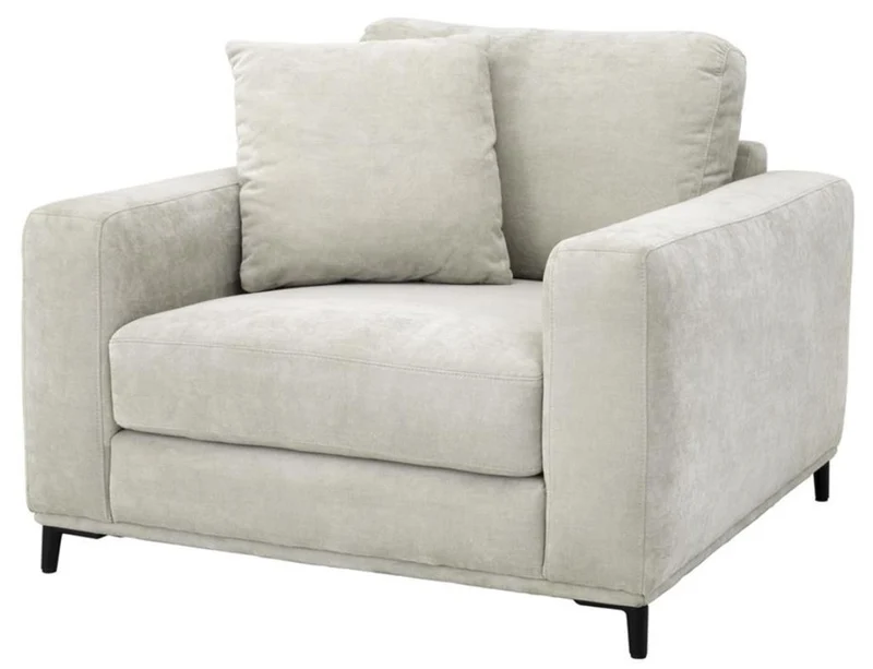 Casa Padrino Luxus Wohnzimmer Sessel Sandfarben / Schwarz 105 x 102 x H. 80 cm - Wohnzimmermöbel