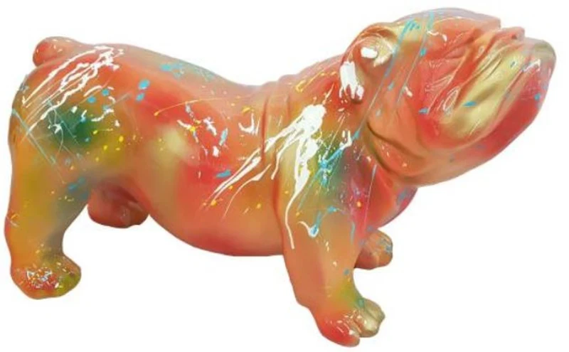 Casa Padrino Designer Dekofigur Hund Bulldogge Mehrfarbig 55 x H. 32 cm - Wetterbeständige Deko Skulptur - Wohnzimmer Deko - Garten Deko - Designer Deko