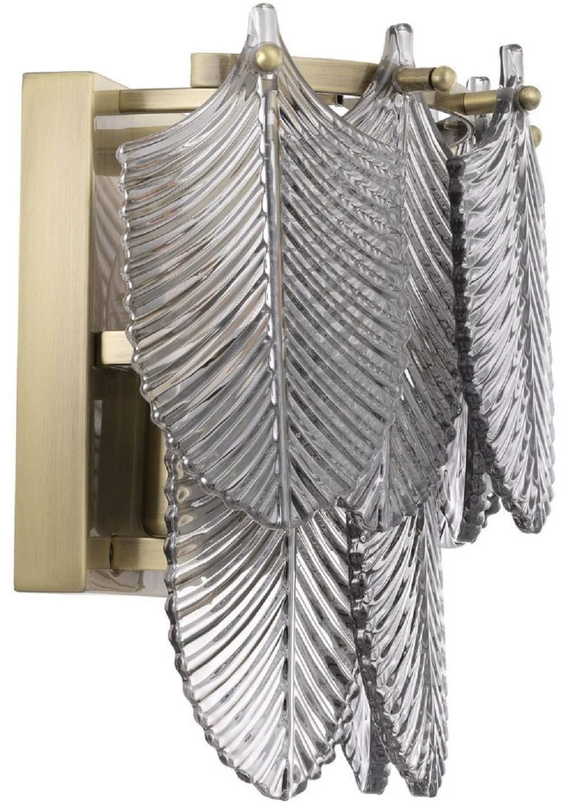 Casa Padrino Luxus Wandleuchte Messingfarben / Grau 27,5 x 17 x H. 26 cm - Edle Hotel & Restaurant Wandlampe - Luxus Qualität