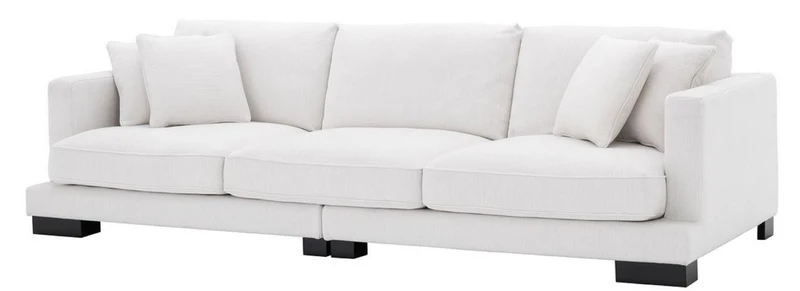 Casa Padrino Luxus Wohnzimmer Sofa mit Kissen Weiß / Schwarz 284 x 110 x H. 85 cm - Wohnzimmer Möbel - Luxus Kollektion