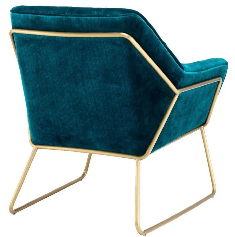 Casa Padrino Luxus Lounge Samt Sessel Blau / Messing 75 x 78 x H. 82 cm - Retro Wohnzimmer Sessel - Luxus Möbel