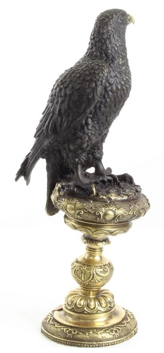Casa Padrino Bronzefigur Adler Schwarz / Gold 13,3 x 18,9 x H. 42,6 cm - Luxus Dekoration